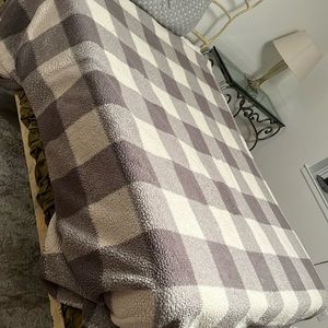 Pendleton Blanket. Gray and white check with beautiful stitching.